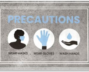 Message Mats Precautions Wear Masks Gloves Wash Hands